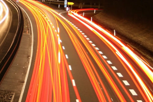 lights from cars driving on a motorway