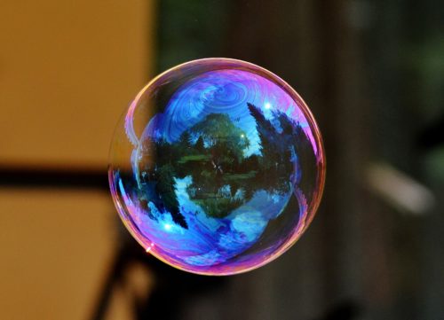 a bubble with light reflecting