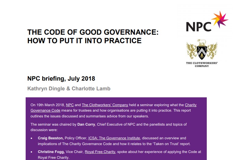 The Code of Good Governance: How to put it into practice - NPC
