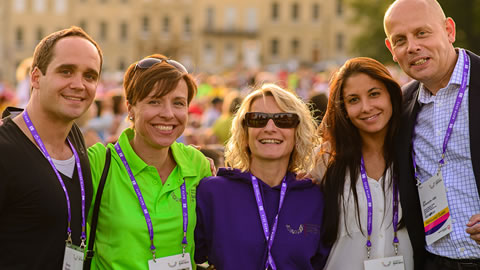 a group of smiling people