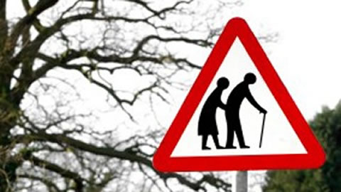 an old people road sign