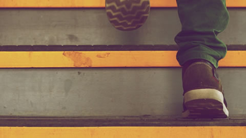 feet walking up steps