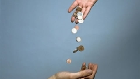 money dropping between hands