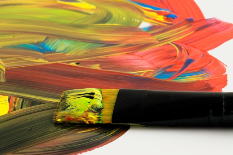 colourful paint and brush