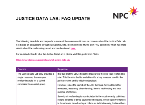 Justice data lab FAQs