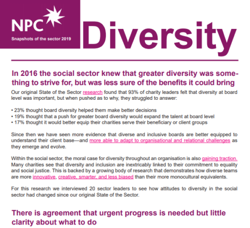 Snapshots of the sector 2019 - Diversity report front cover