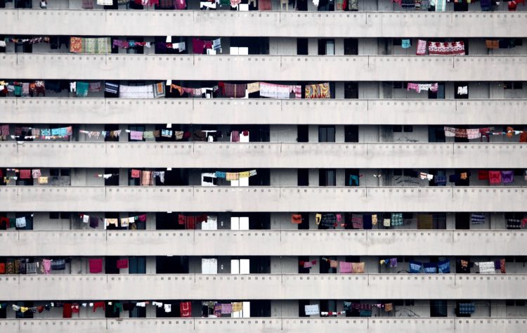 stacked apartment block