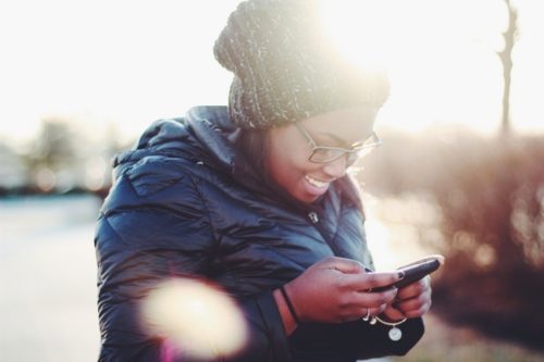 smartphone smiling
