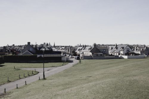 Scottish town houses and park