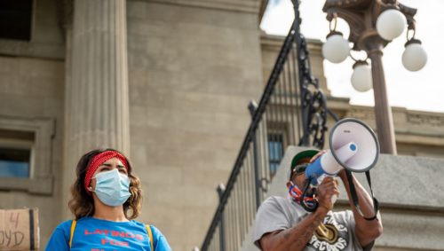 Protestors at a rally