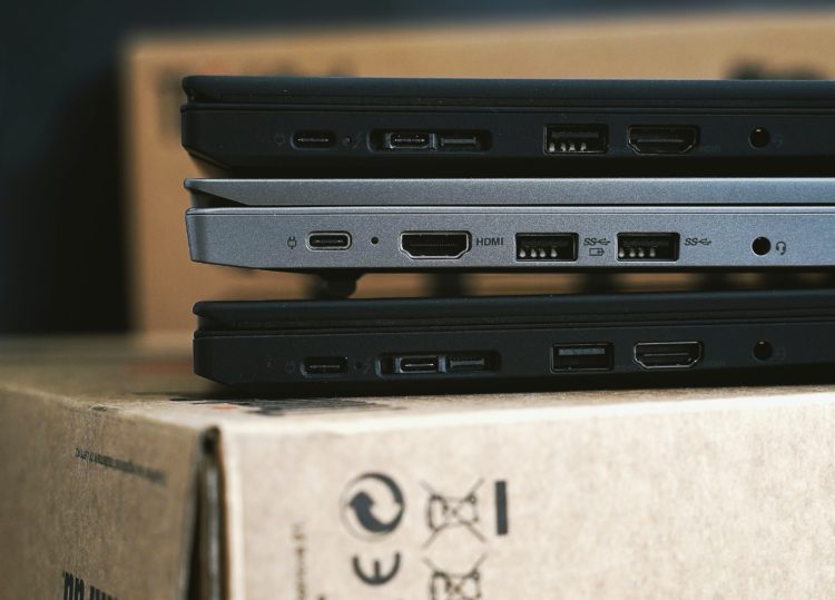 Stack of laptops