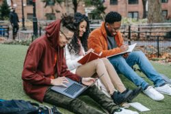 3 people using laptops