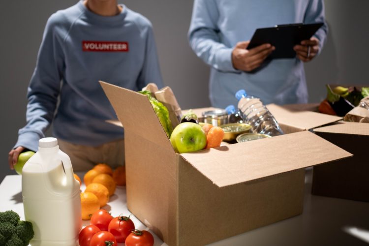 Food bank and volunteers